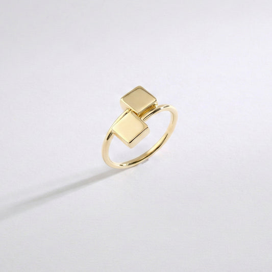 Kare Düz Minimal Geometrik Yüzük